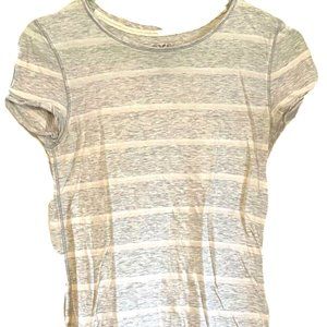 American Eagle Light Gray Striped T-Shirt Women’s Medium